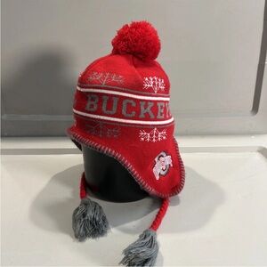 Ohio State Buckeyes Toboggan Pom Ear Flap Hat Official OSU Gear Knit Embroidered